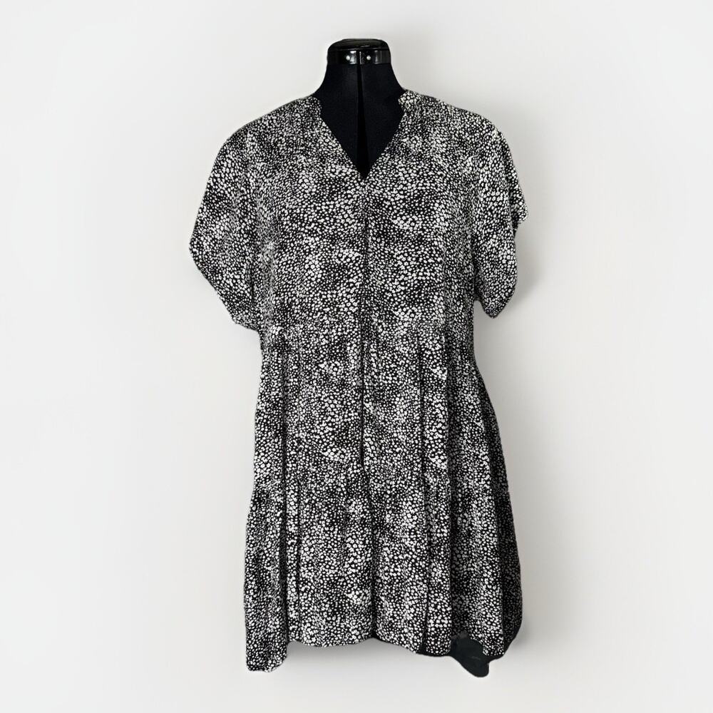 Millibon USA LG V-Neck Tunic Flutter Sleeve Babydoll‎ Dress Tiered Ditsy Whimsy